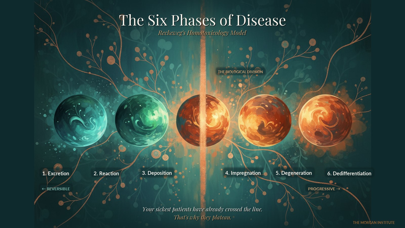 Reckeweg's Six Phases of Disease — the biological division line